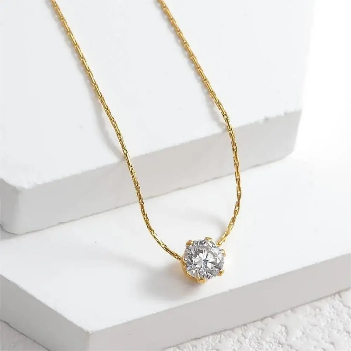 Gold Plated Stainless Steel Dainty Minimalist Zircon Charm Anti Tarnish Chain