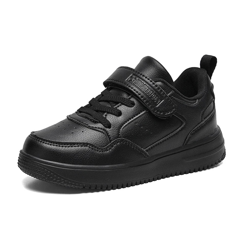 Boys Shoes Sneakers Leather Children Comfortable Flat Shoes Black White Shoes for Kids Girls School Walking Footwear Non Slip