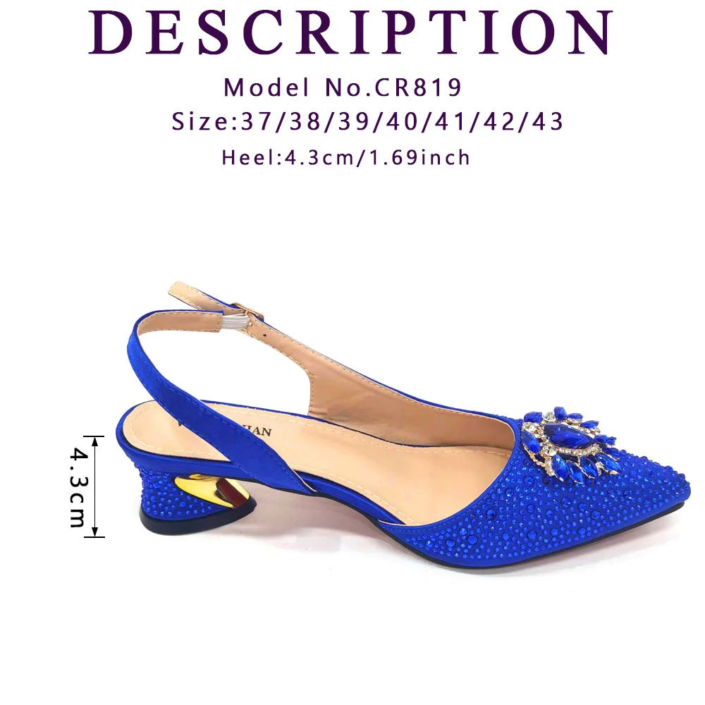 Royal Blue Sandals for Women Luxury Wedding Pumps Med Heels