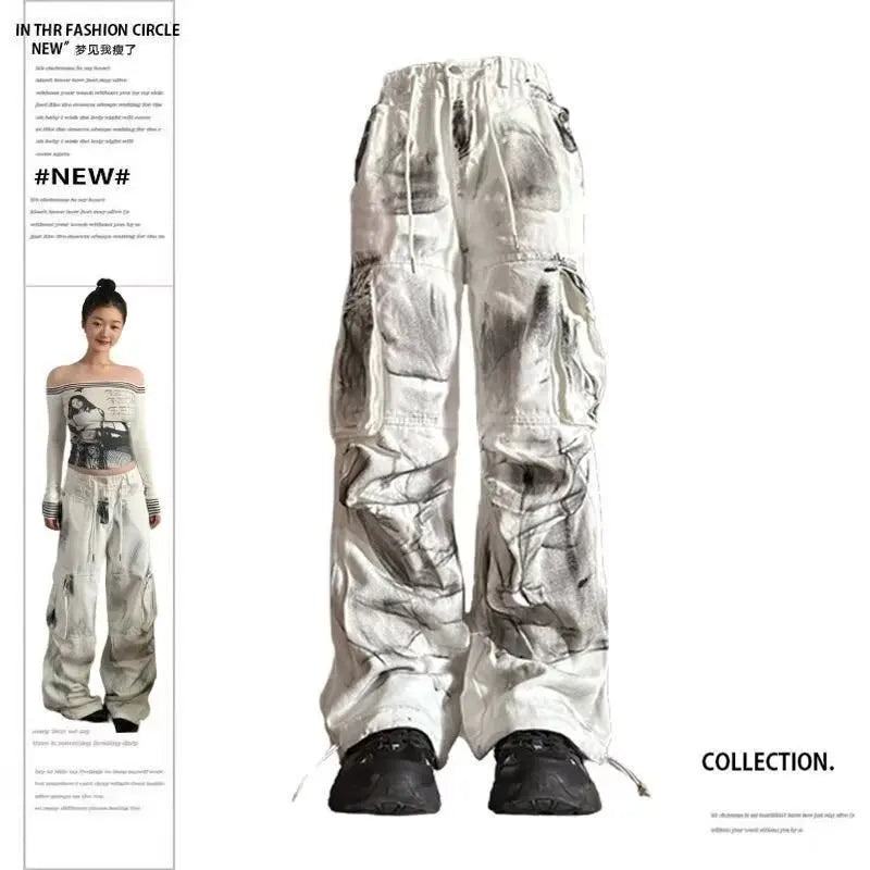 Women Jeans Wide Women's Jeans Span Shoujo Girl Style Denim Tier White Pants Jean Y2k Coquette Woman Clothing High Waist Pants