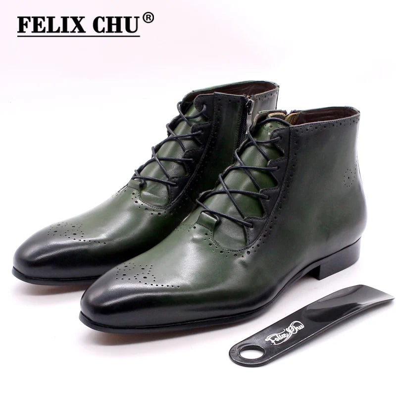 Genuine Leather Mens Ankle Boots