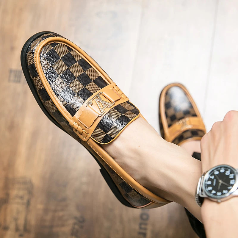 Men’s Genuine Leather Slip-On Shoes for Adults – Comfortable Beanie Style in Black, Brown, White