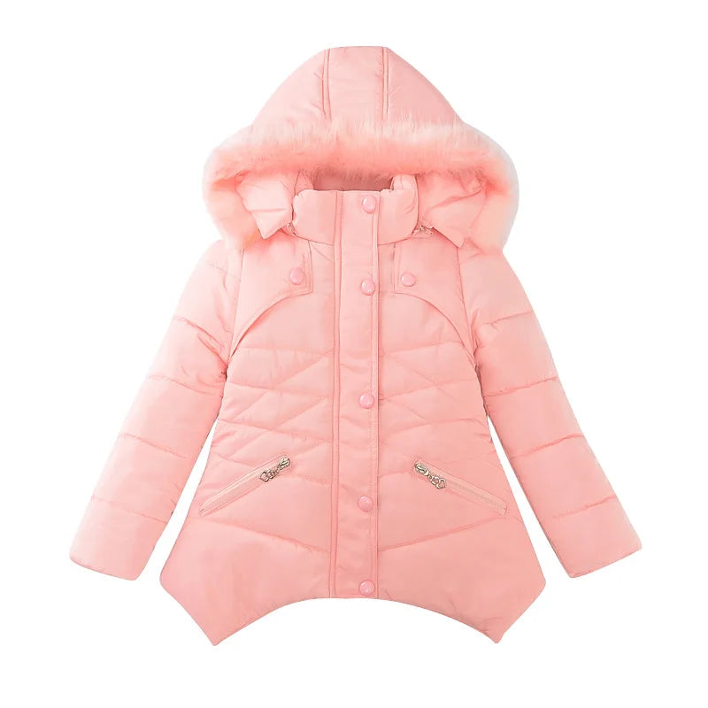 Girls Coat Fashion Long Hooded Outerwear