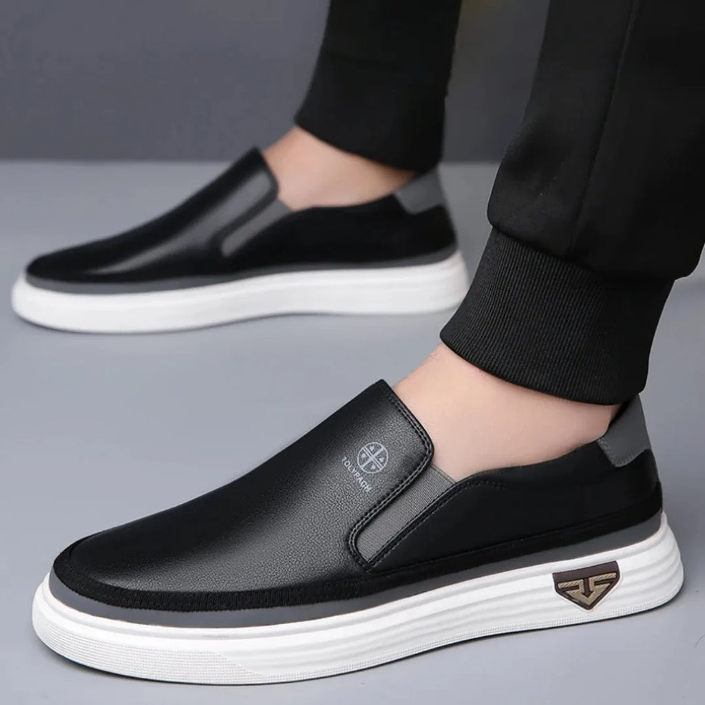 Men's handmade leather shoes luxury casual shoes white men's loafers office formal flat shoes outdoor men's sliding shoes
