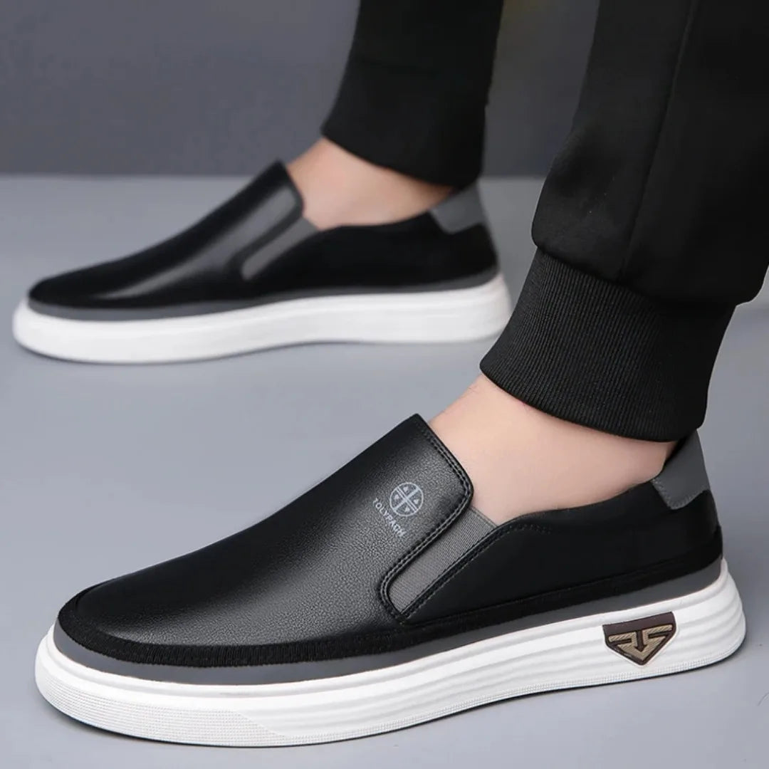 Men's handmade leather shoes luxury casual shoes white men's loafers office formal flat shoes outdoor men's sliding shoes