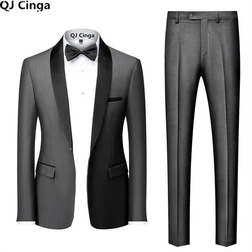 Black Men Color Block Collar Suits