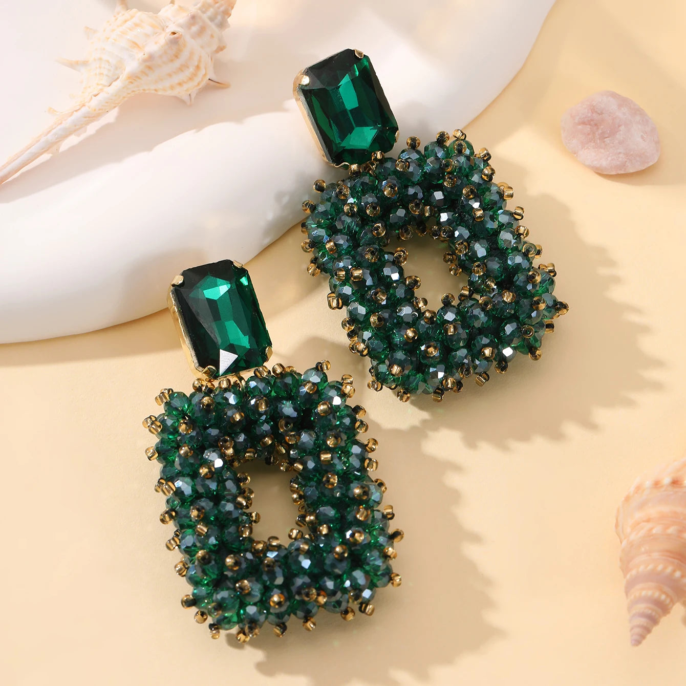 Square Crystal Drop Earrings for Women