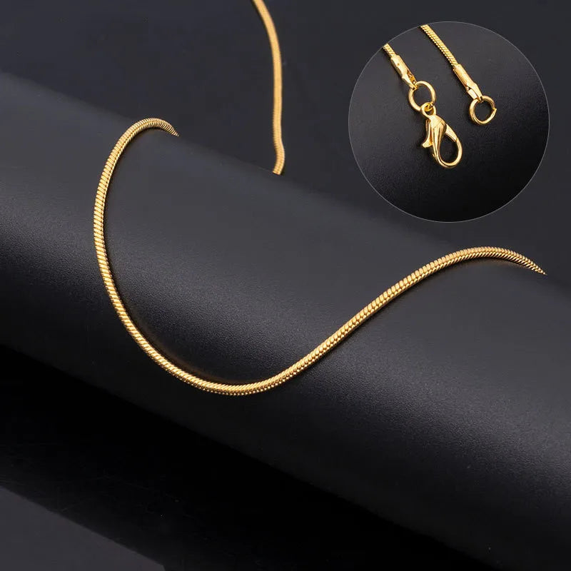 Vintage Gold Color Stainless Steel Snake Chain Necklace For Women