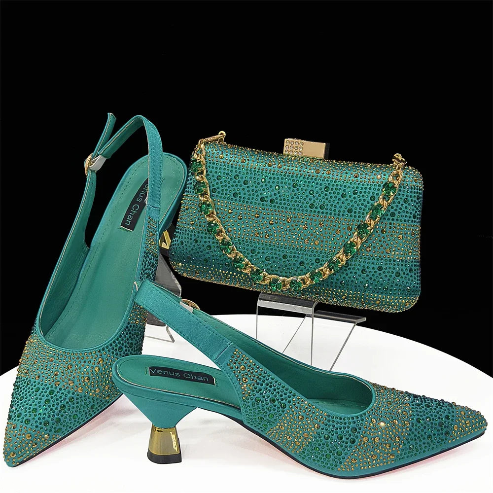 Evening Party Shoes And Bag Set Hollow Design Bag With Shoes