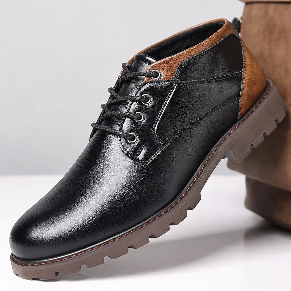 High Quality Men Boots Leather Autumn Winter Low-top Shoes Business Casual British Ankle Boots Trendy Elegant Men's Work Boots