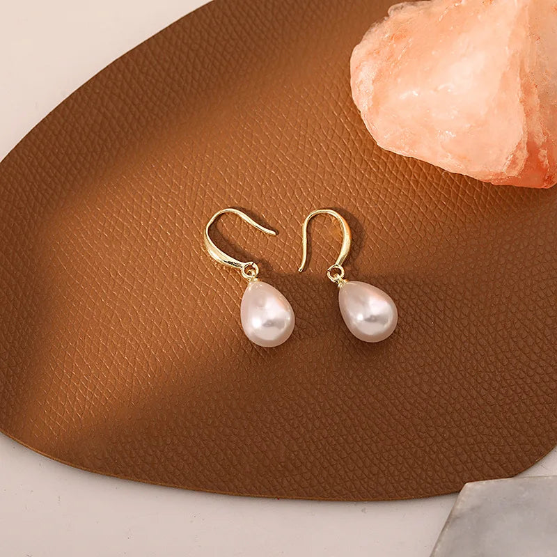 Water Drop Imitation Pearl Pendant Earrings for Women