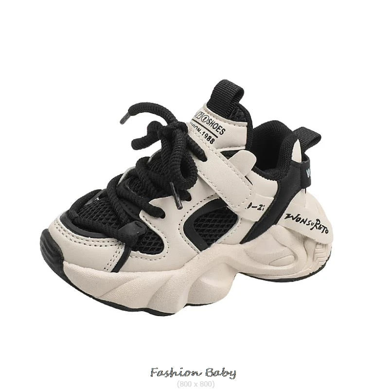 Children's Leather Patchwork Sneakers Spring Autumn New Baby Soft Bottom Casual Shoes School Sports Sneakers For Boys Girls