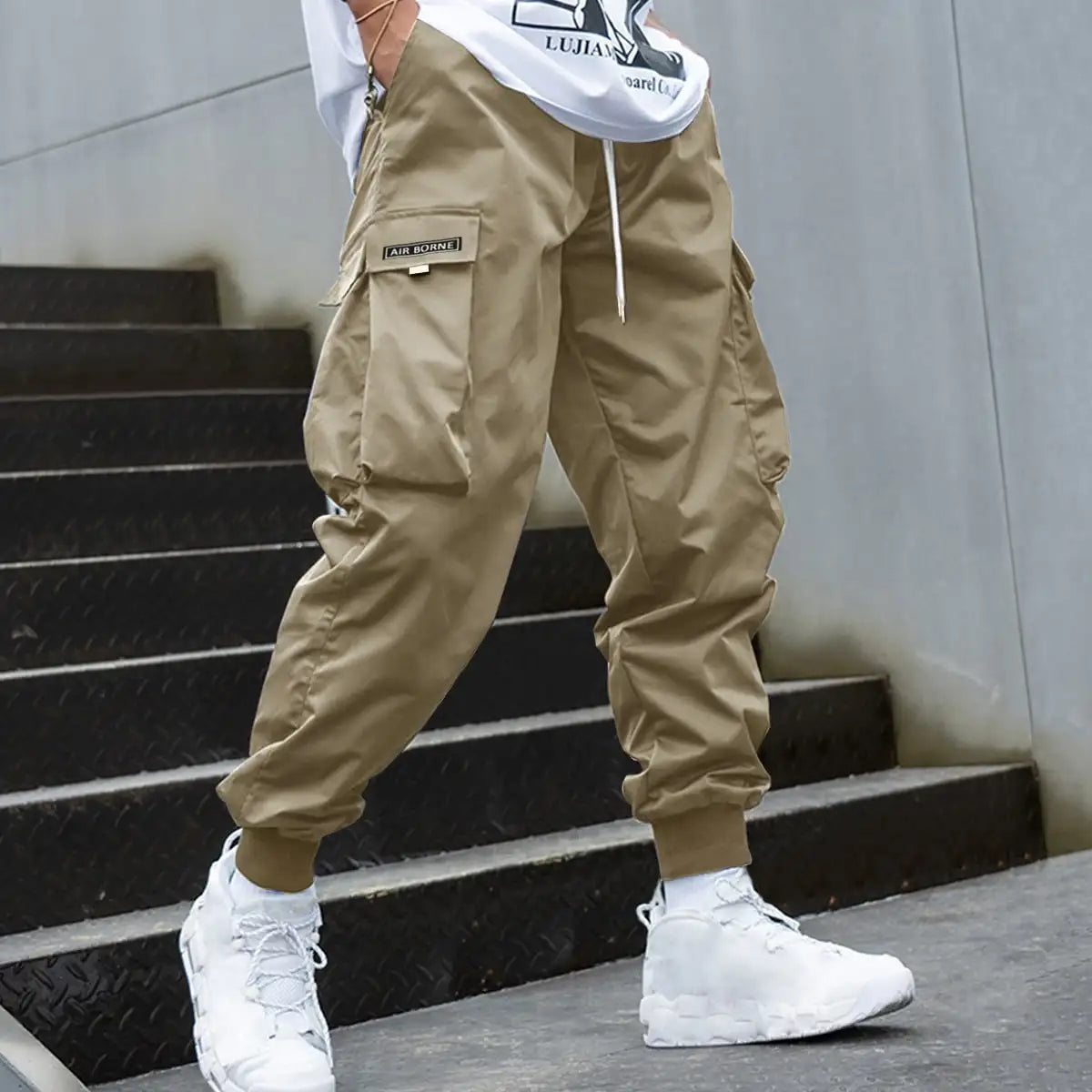 Men Letter Graphic Flap Pocket Cargo Pants