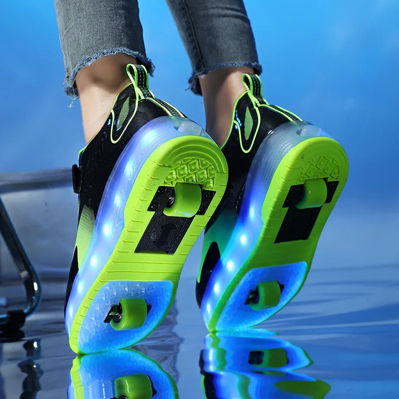 Kid Led Sneakers USB Charging Luminous Shoes Outdoor Sport Roller Skates Children Boys Kids Sneakers Girls Roller Shoes Casual