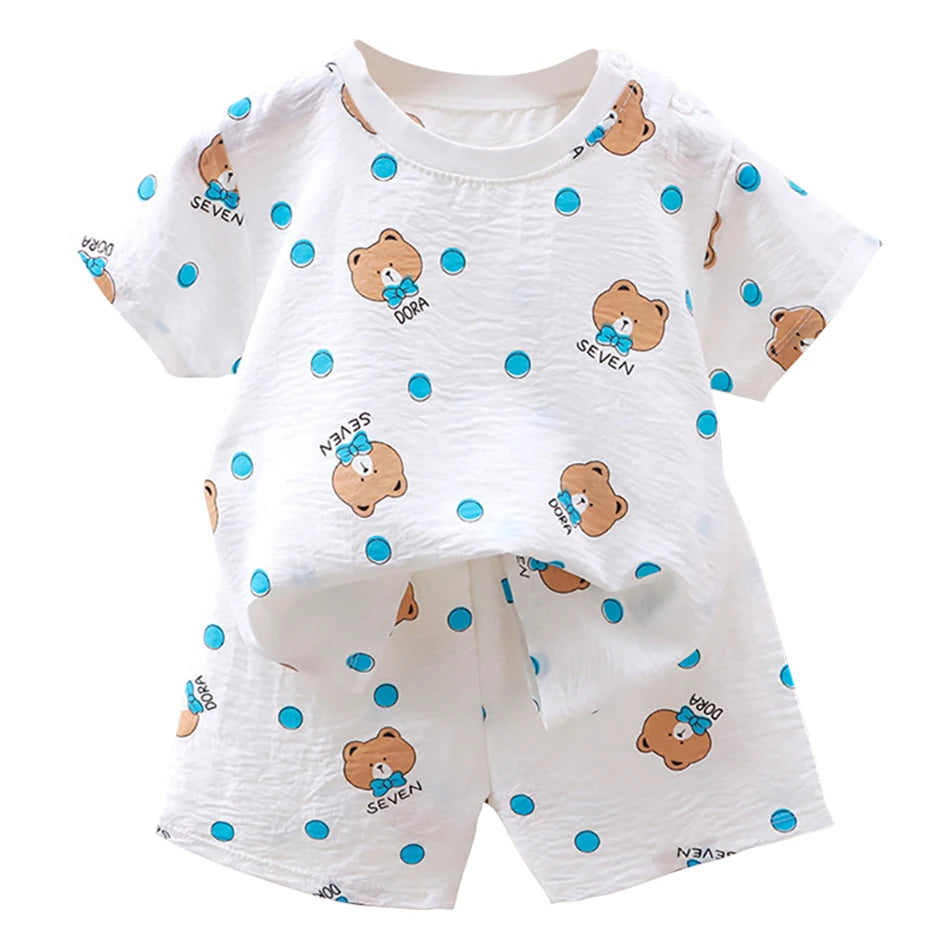 Soft Kids 2-Piece Set Breathable Short Sleeve Shorts