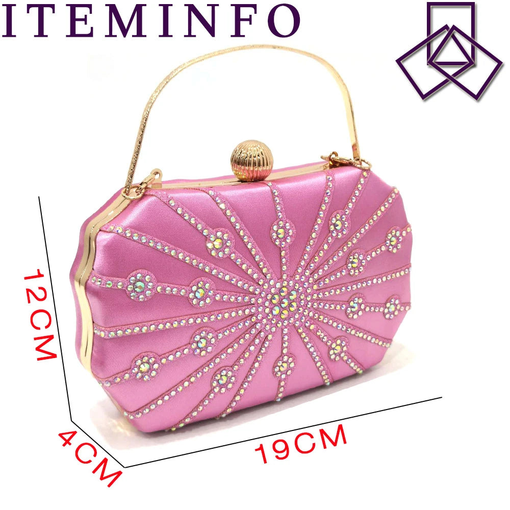 Ladies High Heels And Bags In Same Color Shiny Material for Wedding Party