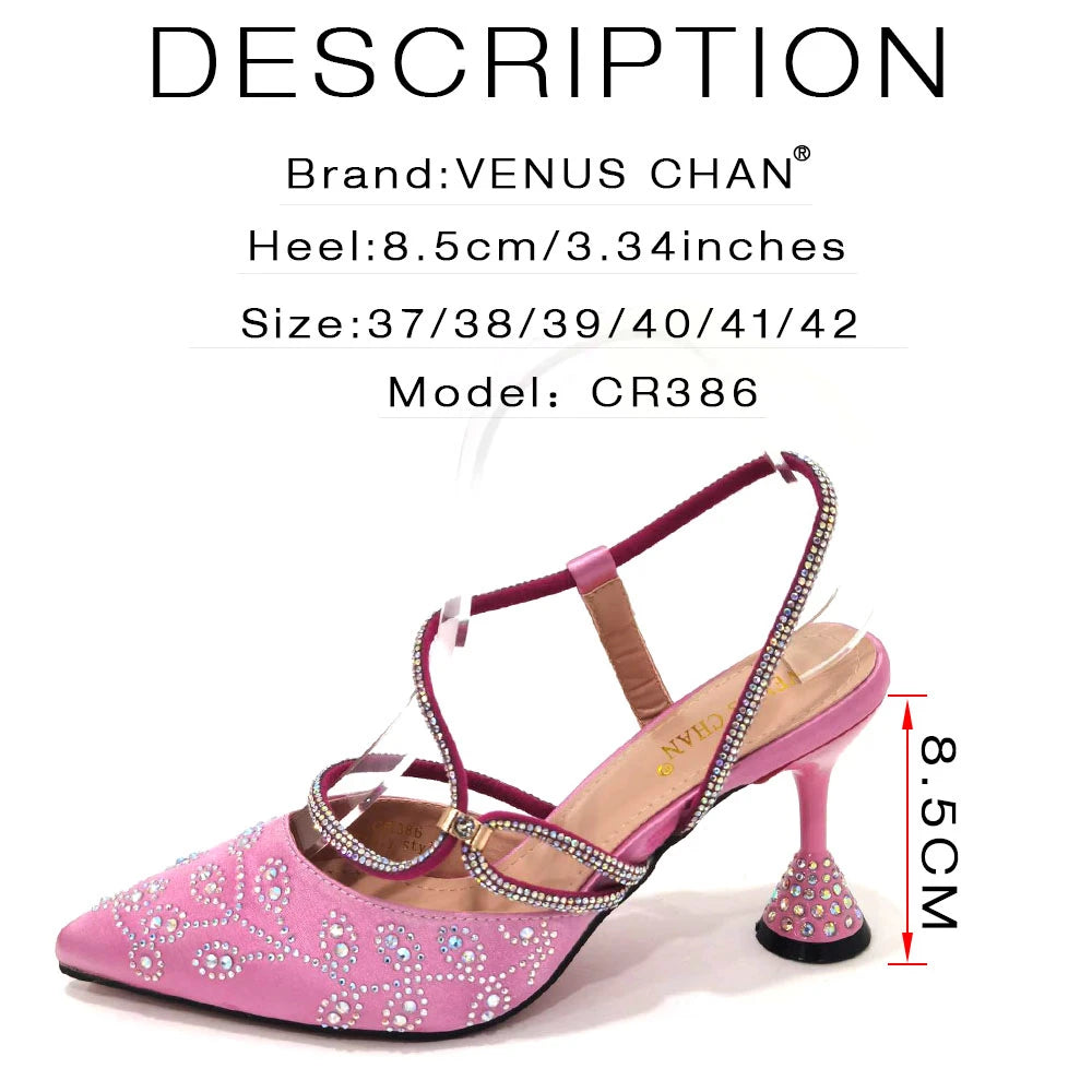 Ladies High Heels And Bags In Same Color Shiny Material for Wedding Party