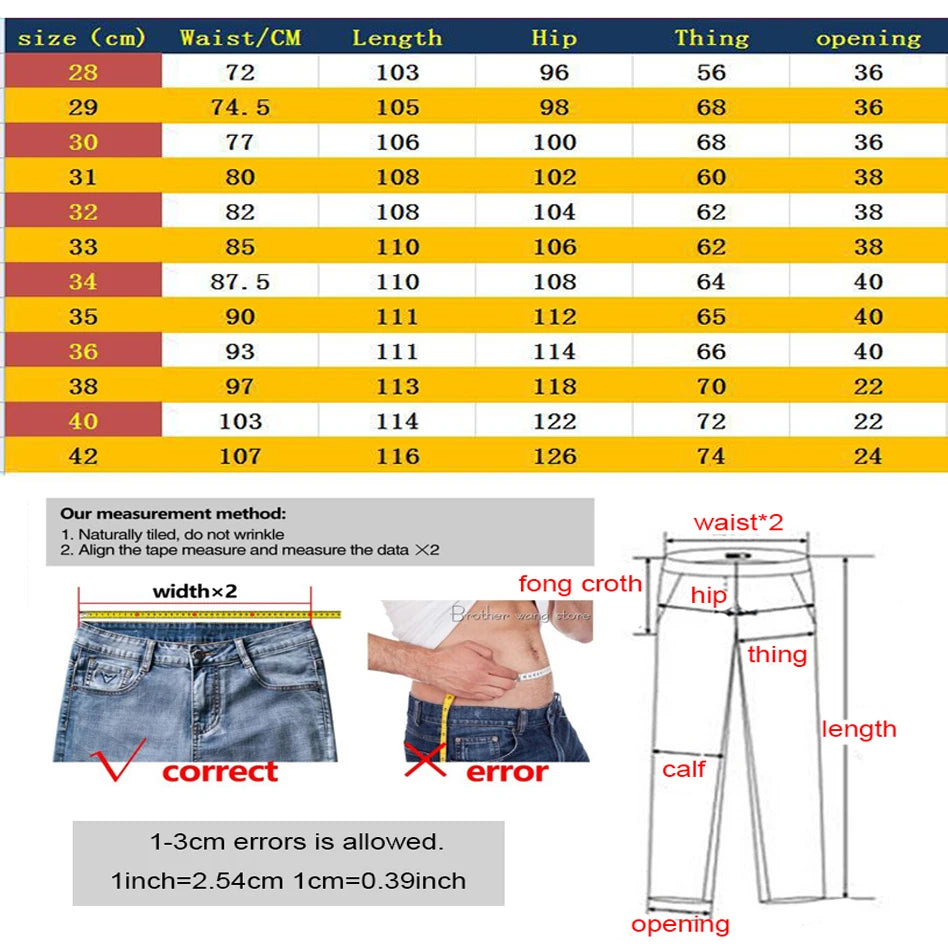 Men Casual Biker Denim Jeans Stretch Pants Solid Regular Fit Jeans
