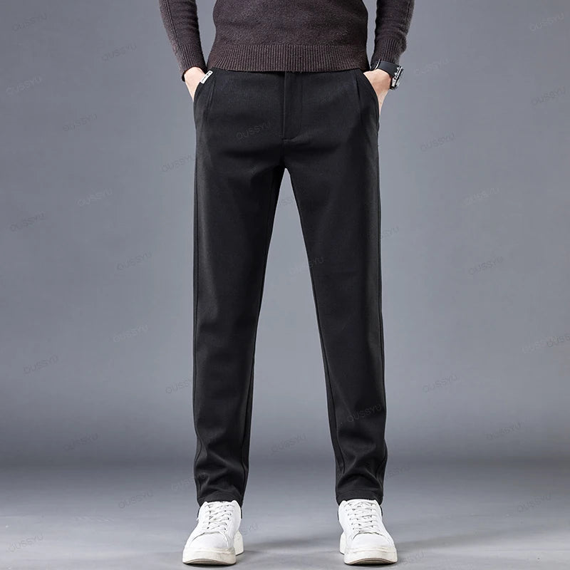 High Quality Autumn Winter Stripe Men's Suit Pants