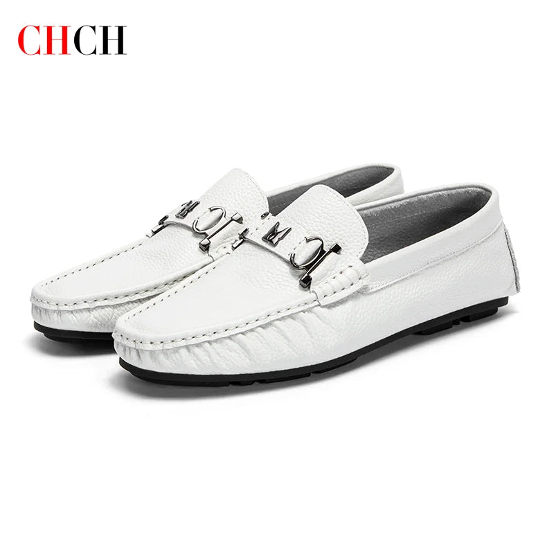 CHCH Men's Leather Shoes 2024 New Cow Leather Comfortable Casual Dress Shoes Business Men's Shoes