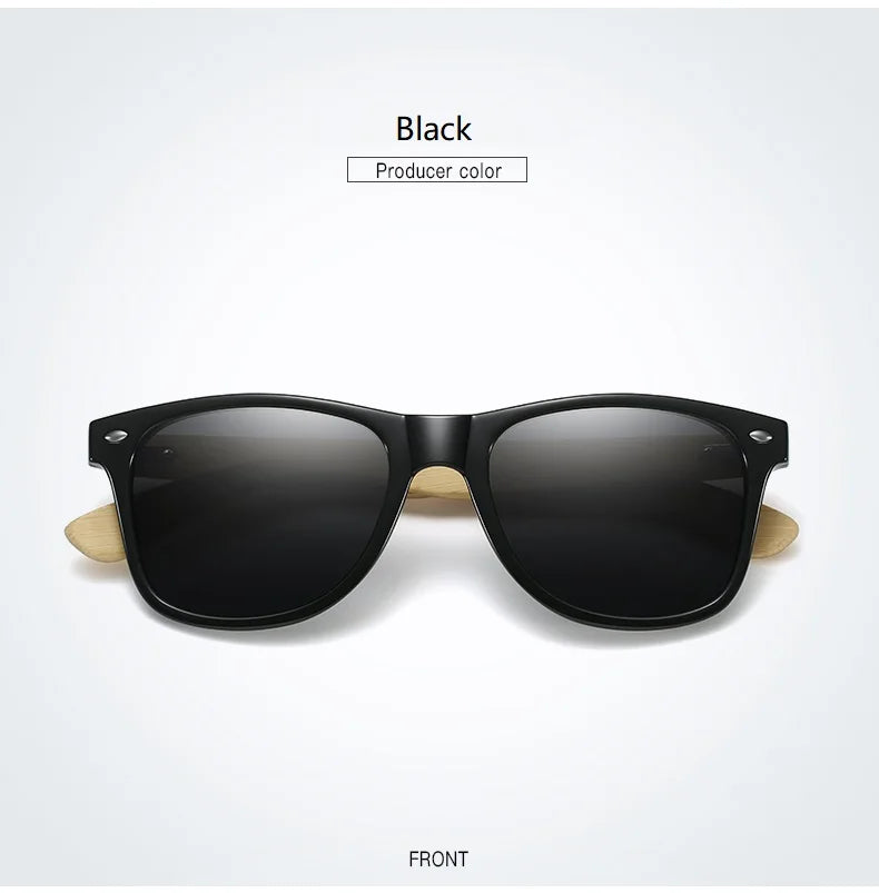 Fashion Bamboo Wood Vintage Square Sunglasses Men Women Luxury Brand Designer Sun Glasses Wooden Driving Fishing Eyewear