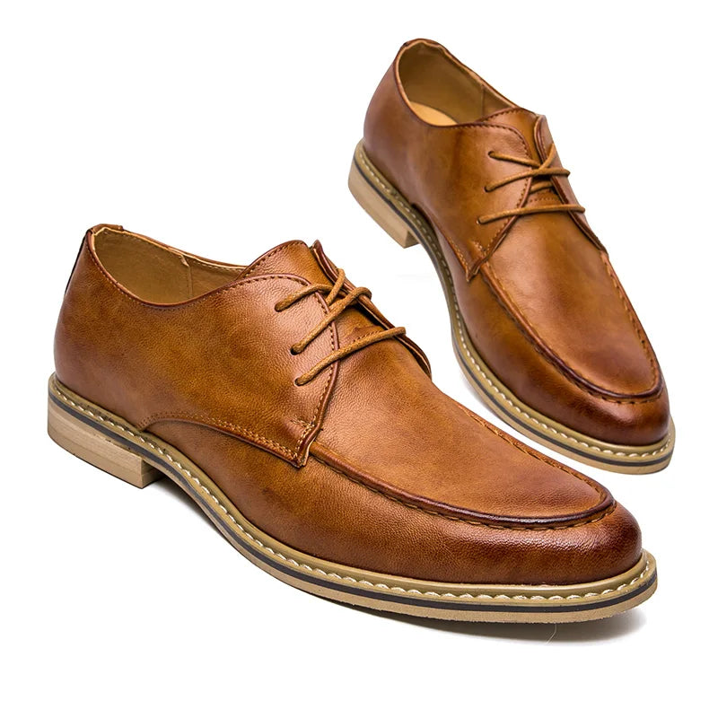 Autumn business casual leather Derby shoes soft soled British formal dress pointed wedding groom leather shoes man