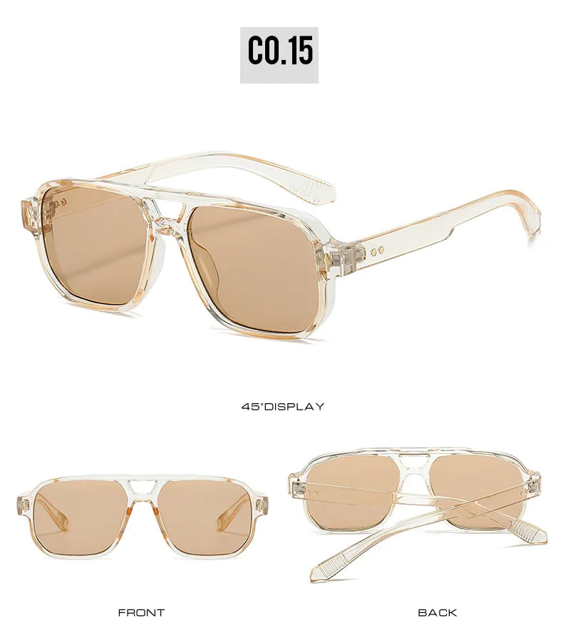 Fashion Square Sunglasses Women Men Driving Rivets Arrow Decoration Casual Travel Suitable for All Sun Glasses Uv400