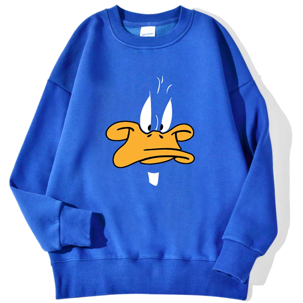 Cartoon Duck Personalized Print Man Hoodies Hip Hop Autumn Warm Hoodie Casual Fashion Hoody Harajuku Big Size Unisex Pullover