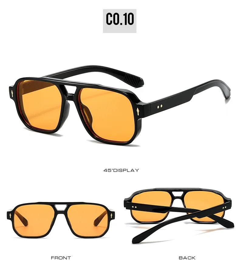 Fashion Square Sunglasses Women Men Driving Rivets Arrow Decoration Casual Travel Suitable for All Sun Glasses Uv400