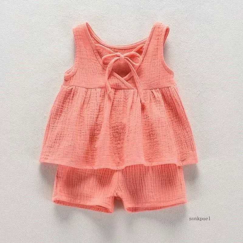 Baby Girls Sleeveless Vest Dress Shorts