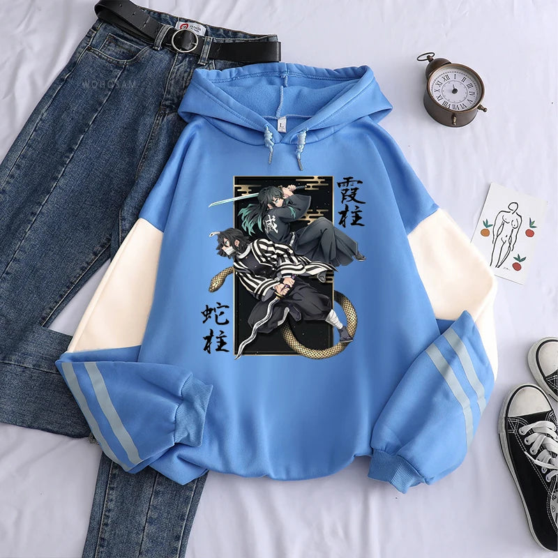 Anime Demon Slayer Iguro Obanai And Tokitou Muichirou Print Hoodies