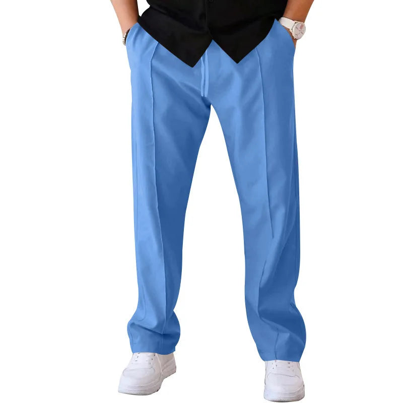 2024 Spring/Summer Hot Selling Men's Fashionable Casual Solid Color Pants Loose Tight Cord Straight Pants