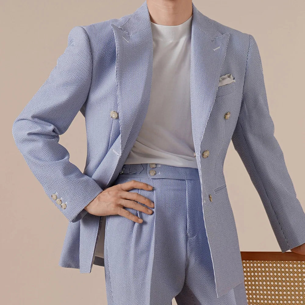 Double-Breasted Suit Set For Men
