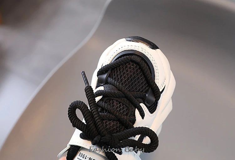 Children's Leather Patchwork Sneakers Spring Autumn New Baby Soft Bottom Casual Shoes School Sports Sneakers For Boys Girls