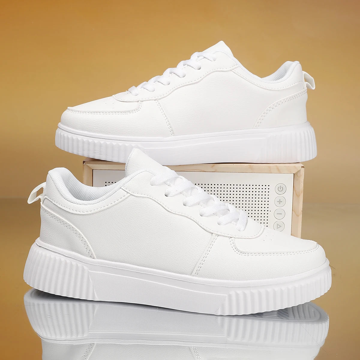 Men's Colorblock Casual Sneakers Perforated Leather Court Sneakers