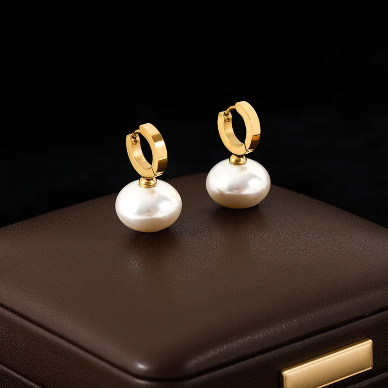Stainless Steel Luxury White Zirconia Drop Earrings For Women