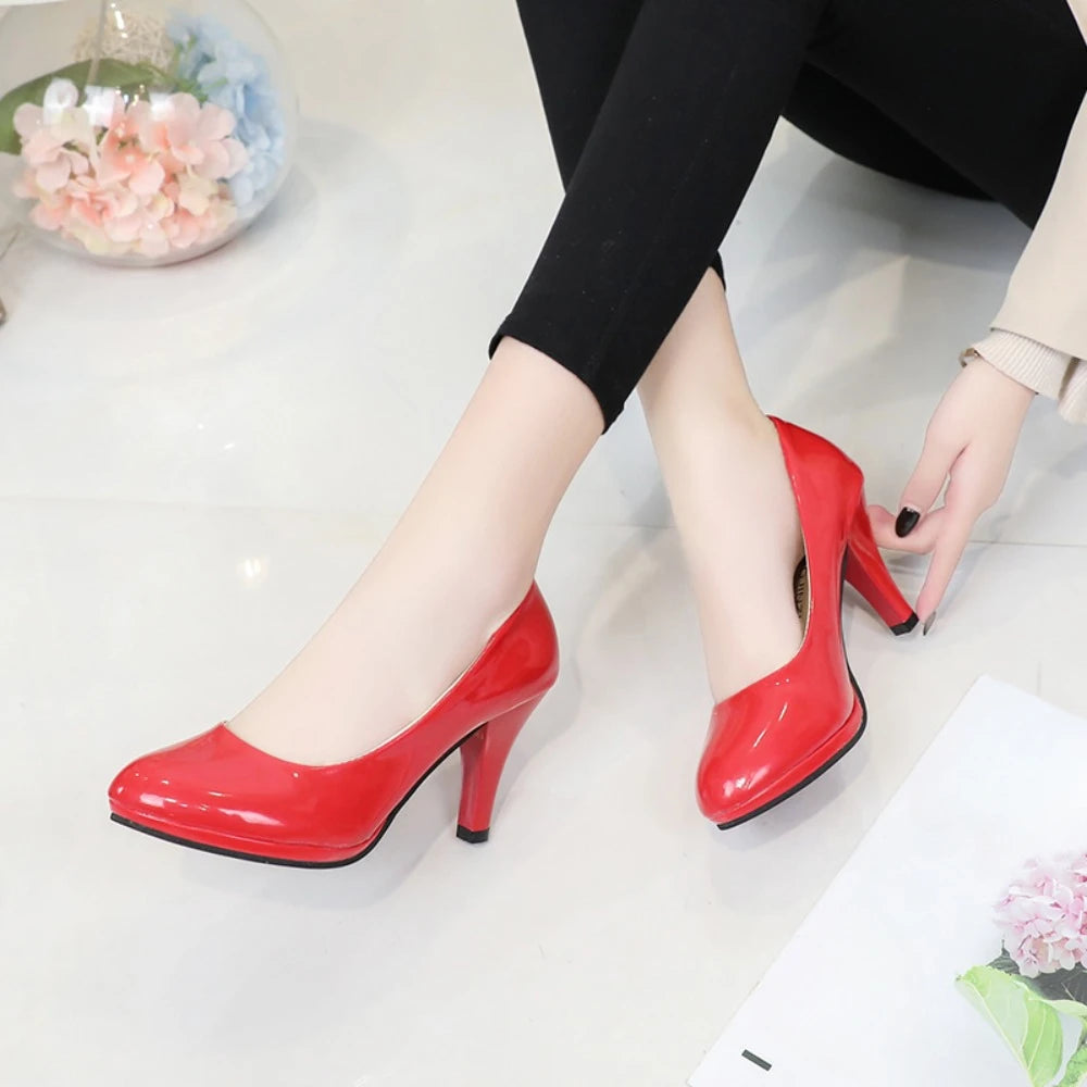 High Heels Women's Solid Color Wedding Shoes Thick High Heels Fashionable Simple Elegant Party Shoes Size 34-42