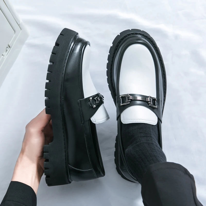 Men’s Thick-Sole Slip-On Loafers – Pointed Toe Casual & Formal Dress Shoes