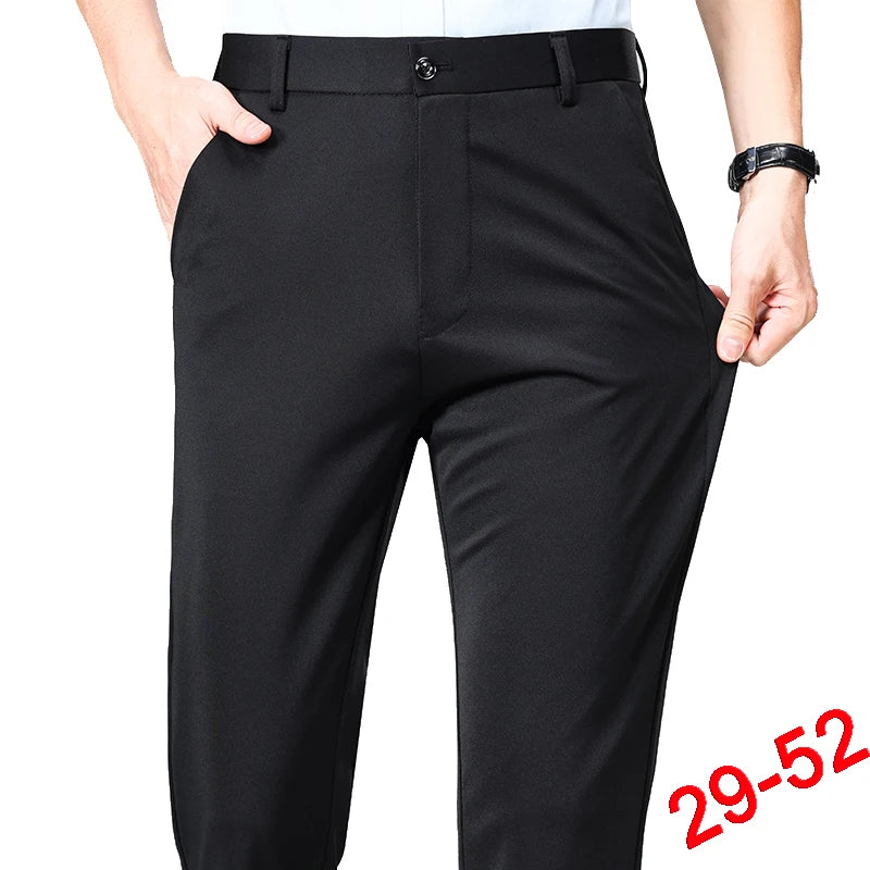 Plus Size Trousers Men Business Suit Pants Stretch Formal Dress Pants