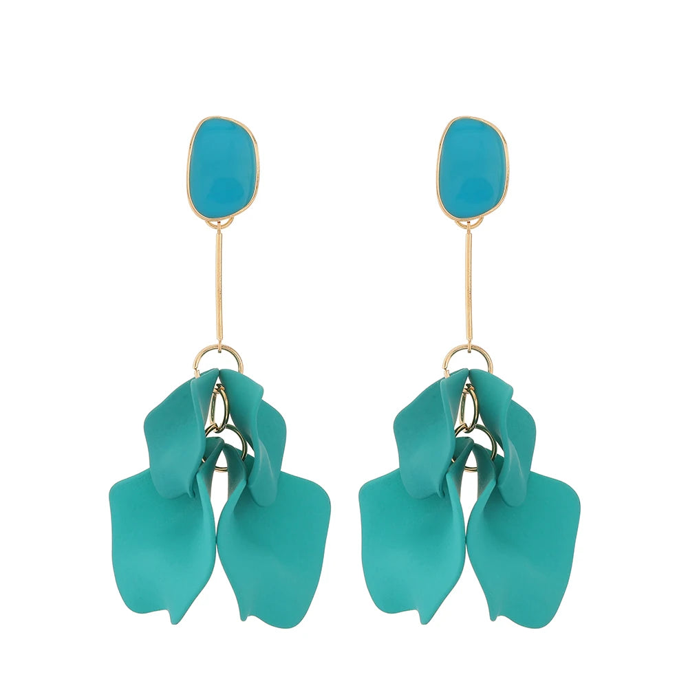 Romantic Sweet Acrylic Petal Long Dangle Drop Earrings For Women