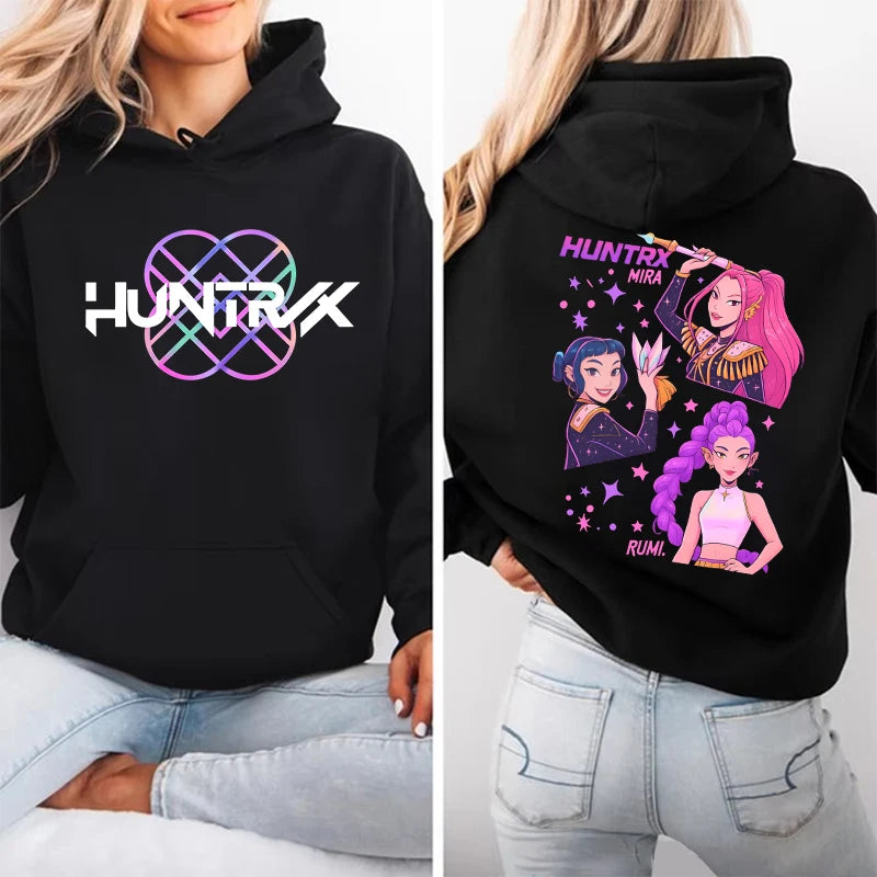 New Anime Kpop Demon Hunters Mira Rumi Zoey Hoodies Women Men Long Sleeve Sweatshirt Casual Loose Hoodies Fashion Pullovers Tops