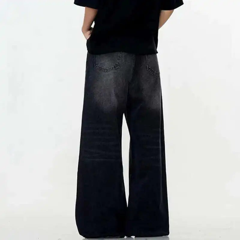 IEFB Simple Men's Denim Trousers Solid Color Washing American Style Casual Pants Straight Leg Baggy Male Jeans Spring 9W667