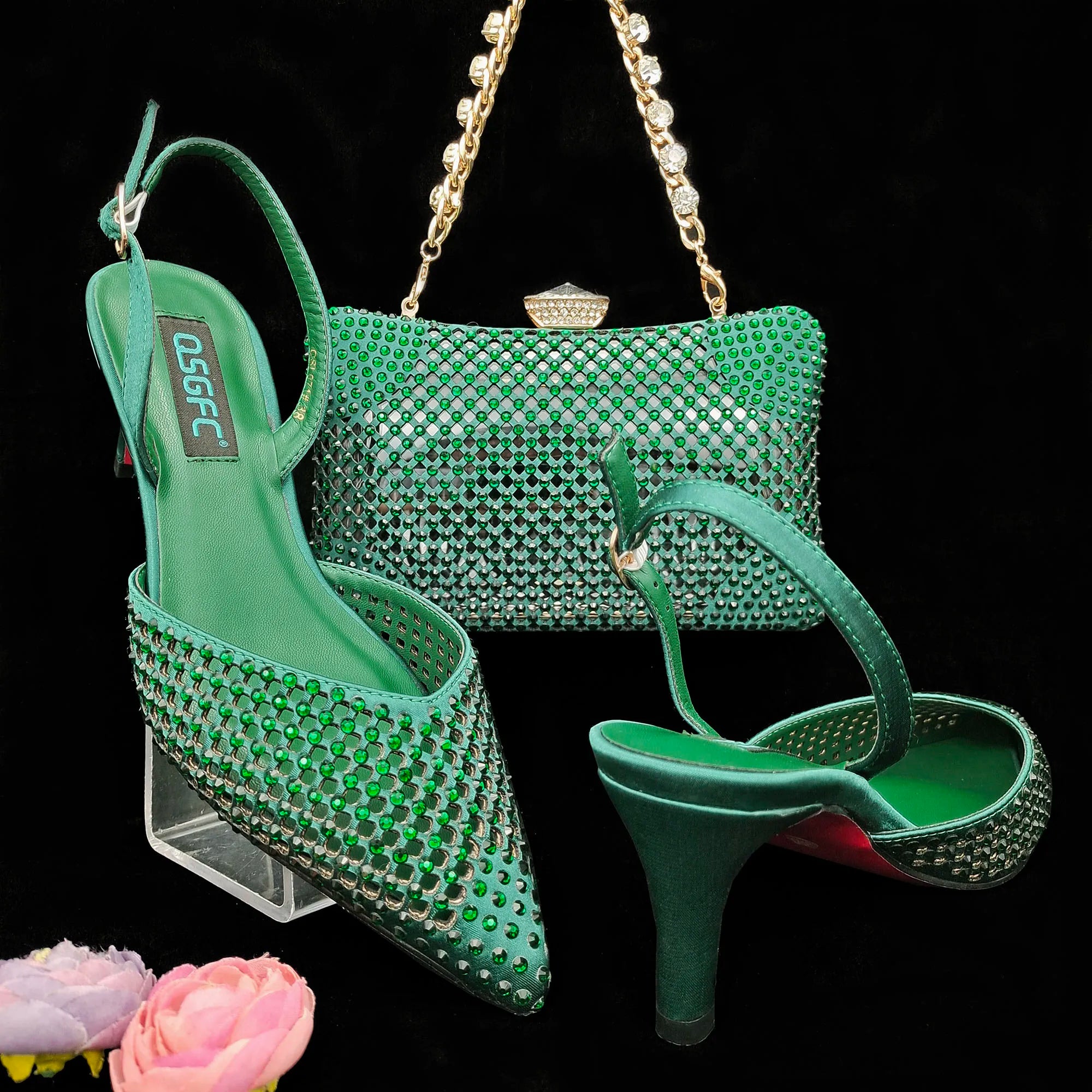 Bag And Comfortable Mid-heel Hollow Pointed Shoes Are Suitable For parties