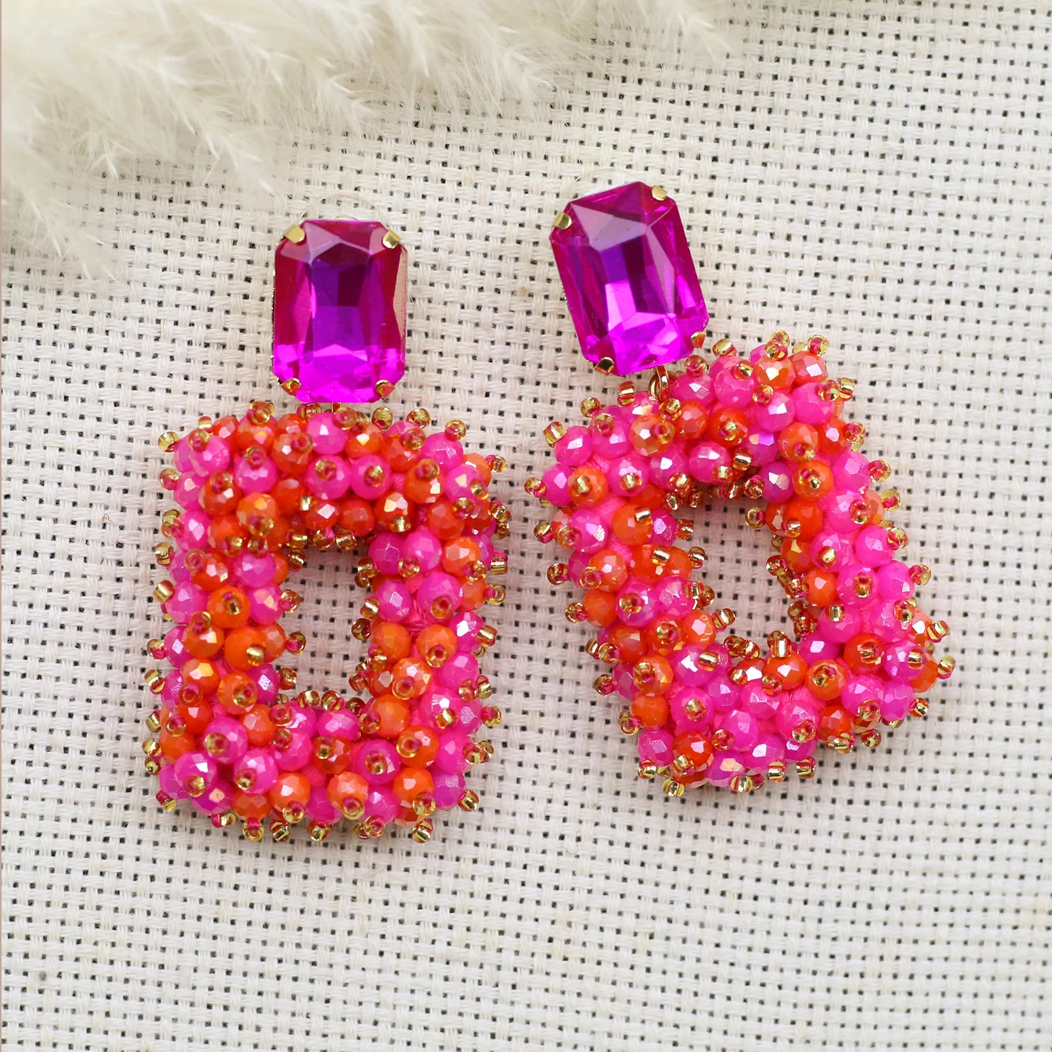 Square Crystal Drop Earrings for Women
