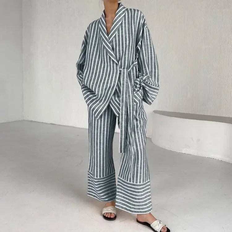Women's Striped Lace Up Pants