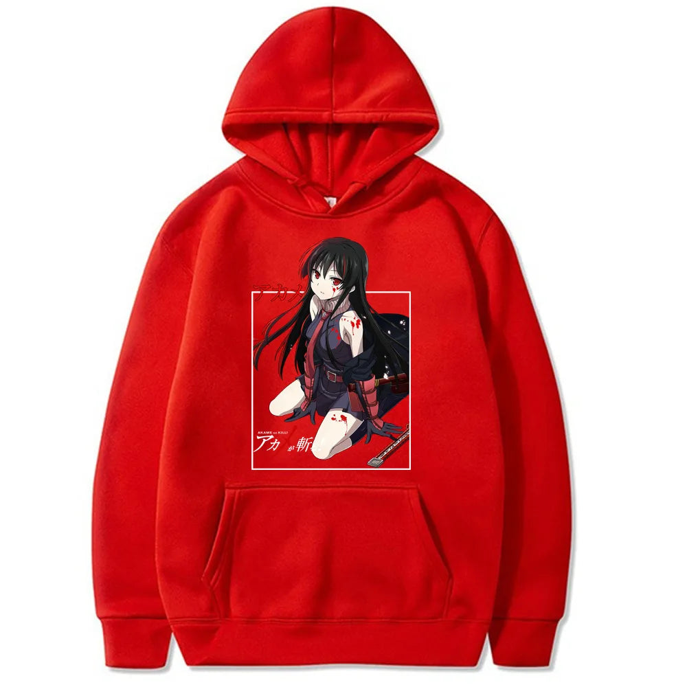 Akame Ga KILL Japanese Anime Hoodie Men's and Women's Harajuku Pullover Street Wear Unisex Autumn/Winter Plushed Brand Sweater