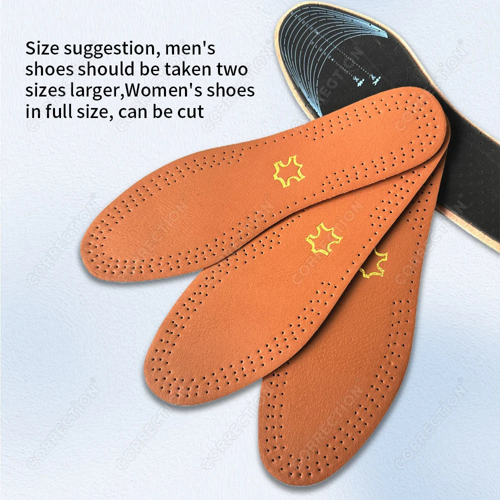 Soft Leather Insole For Shoes Men women Comfortable Deodorant Orthotic Insoles Lightweight Leather Shoe Soles Plantar Fasciitis
