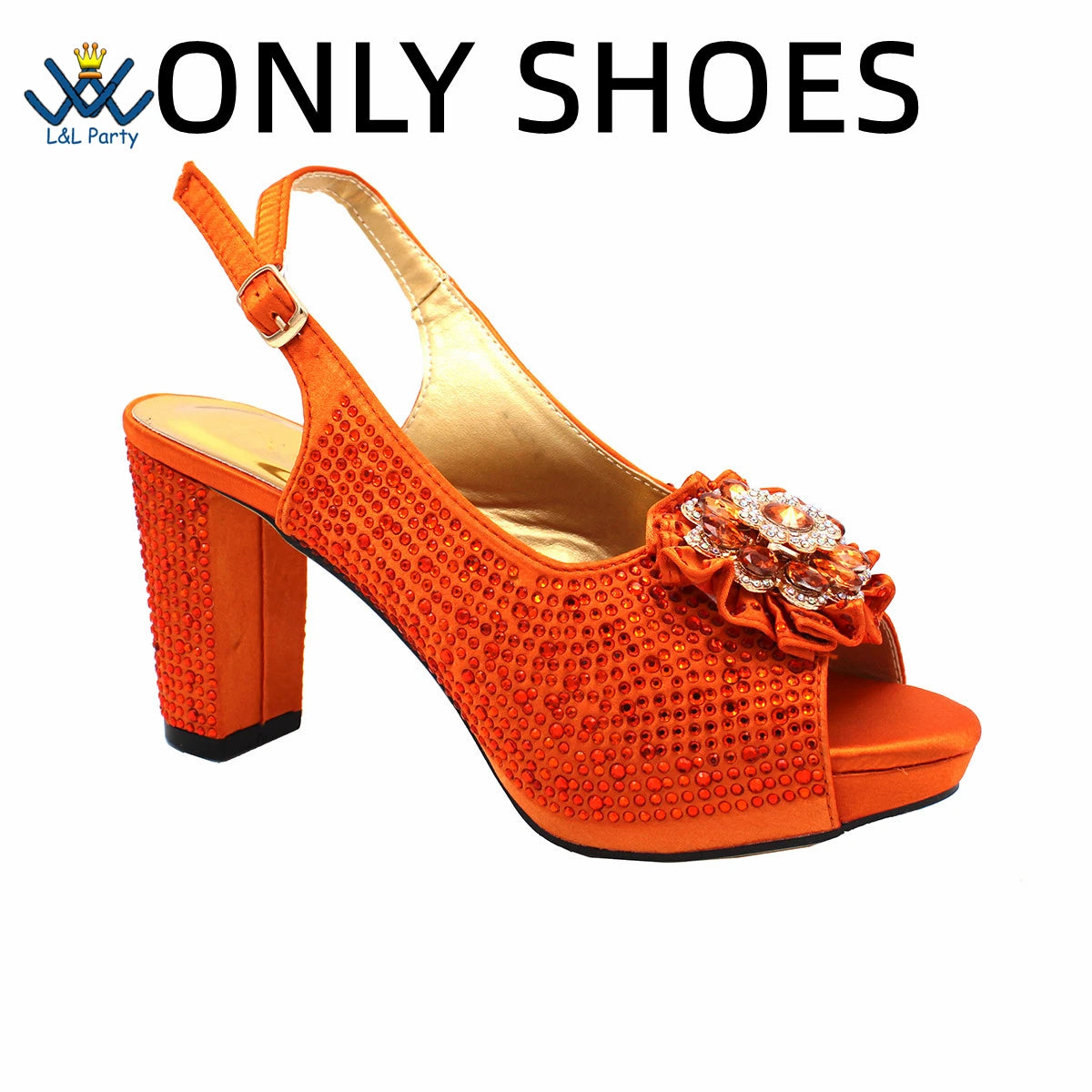 Peep Toe Spring Autumn Lady Shoes and Bag Set in Gold Color