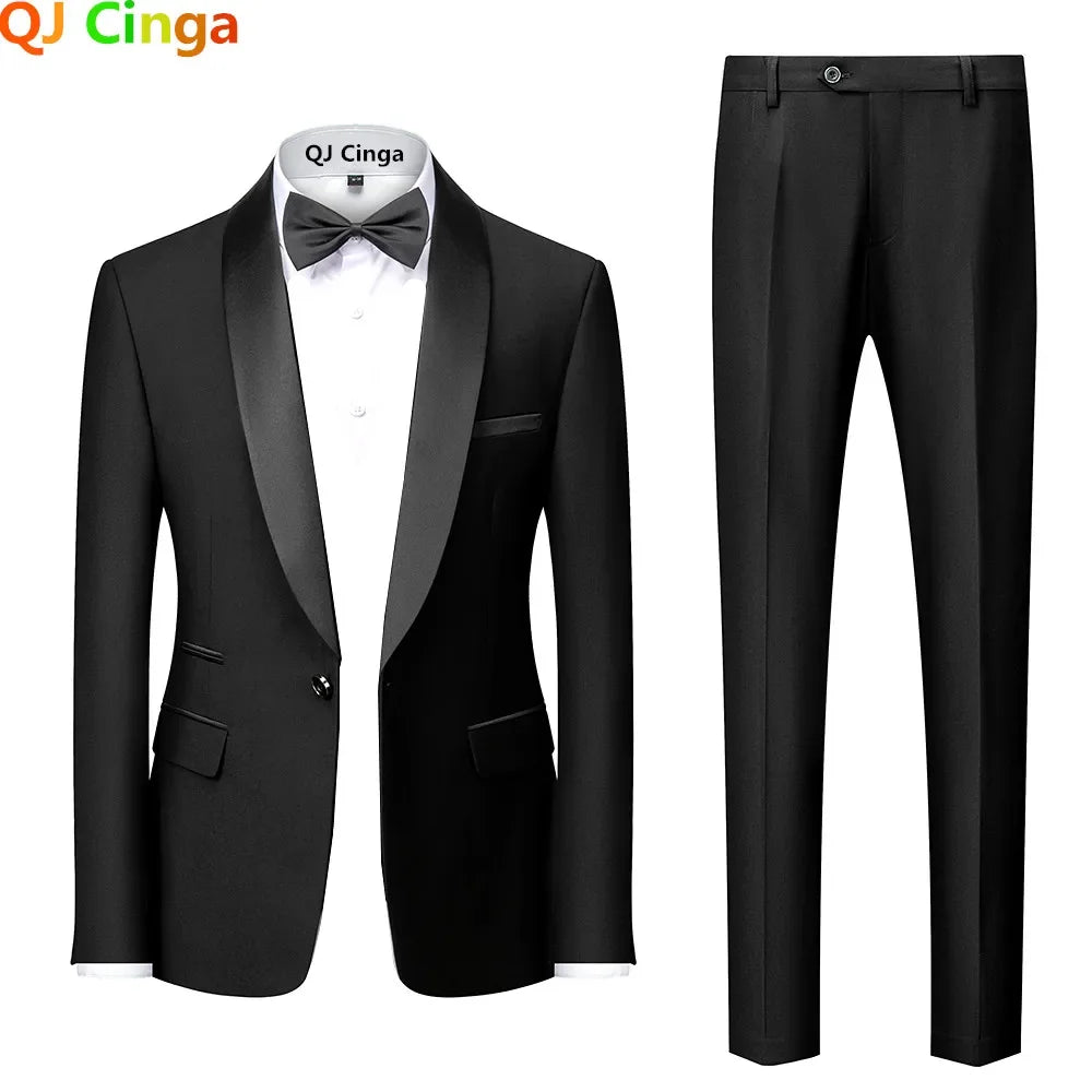 Black Men Color Block Collar Suits