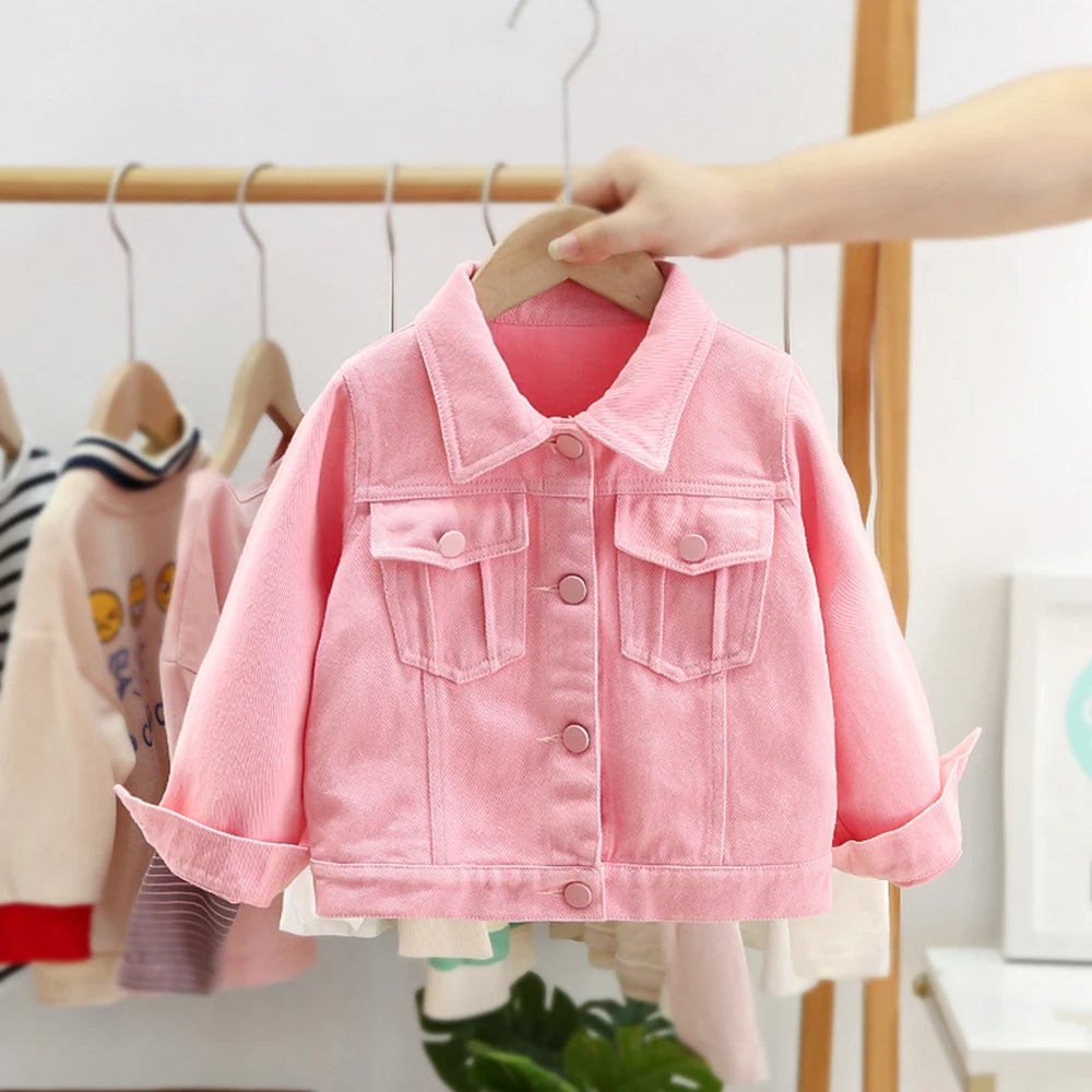 Kids Girls Pink Denim Coat